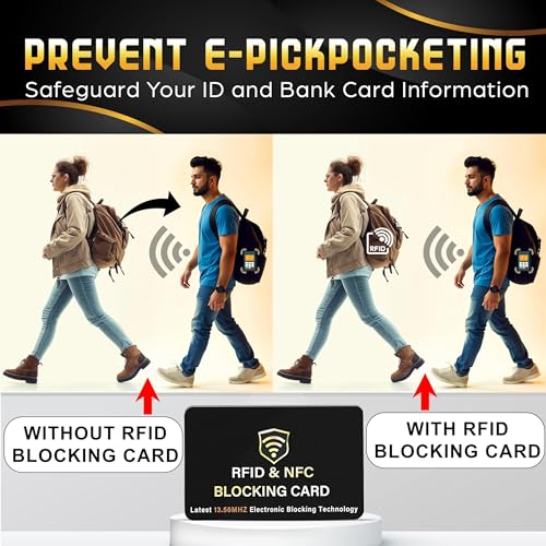 Image of SaiTech IT 8 Pack RFID Blocking Card, One Card Protects Entire Wallet Purse, NFC Contactless Bank Debit Credit Card Protector ID ATM Guard Card Blocker - (Black)