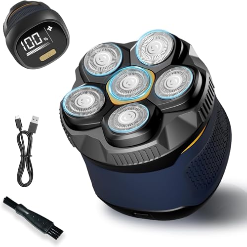 Rasoir de tête 6D pour homme, appareil électrique étanche IPX7 rechargeable USB avec écran LED