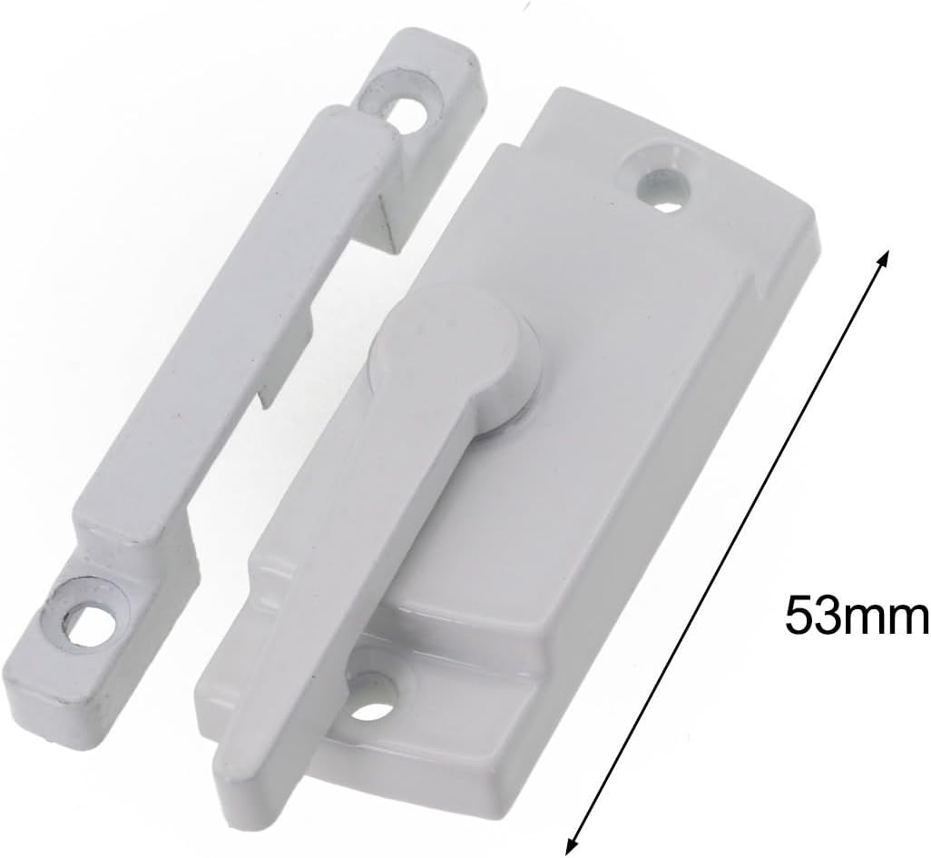 Zinc Alloy Sash Lock for Vinyl – Vertical Slider Cam Hook Catch, White Slide Latch for Single & Double Hung Security(Right)