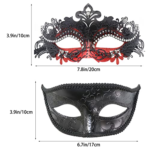Image of Coddsmz Couple Masquerade Mask Set - Venetian & Mardi Gras Mask for Women & Men