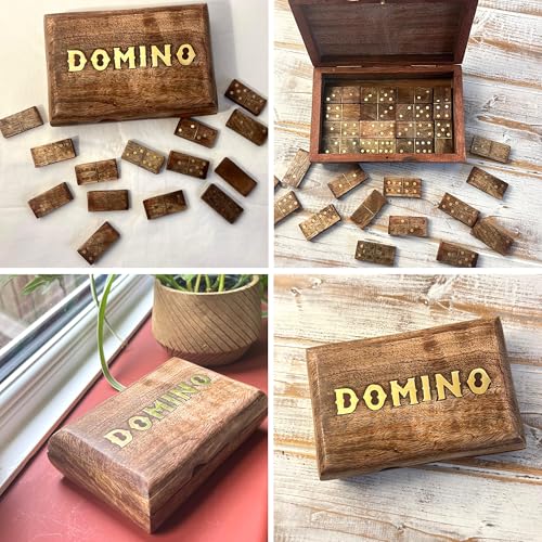 Juego de domino de madera artesanal elegante miniatura 7