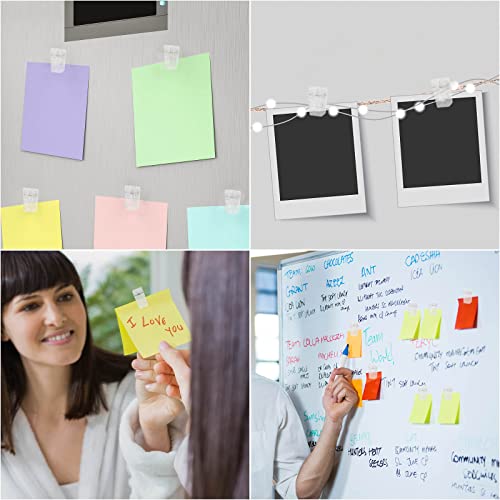 100 Pcs Self-Adhesive Clips Wall Clips Hanger Plastic Photo Poster Clips Double-Sided Adhesive Spring Clips For Home Office (Clear) #TOP2
