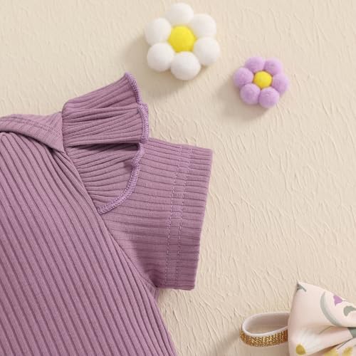 CIYCUIT Baby Girl Outfits – Summer Ruffle Ribbed Bodysuit Floral Print Shorts & Bow Headband – 3-Piece Infant Clothes Set4