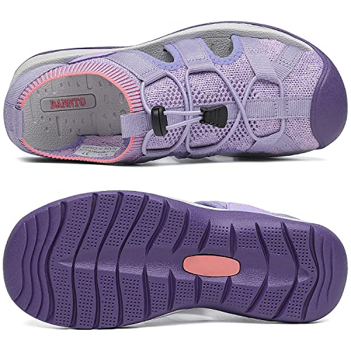 Dannto Women's Sport Sandals Close Toe Mesh Hiking Outdoor Athletic Casual Walking Sandals Water Shoes,Purple1,42,Size 11 #TOP5