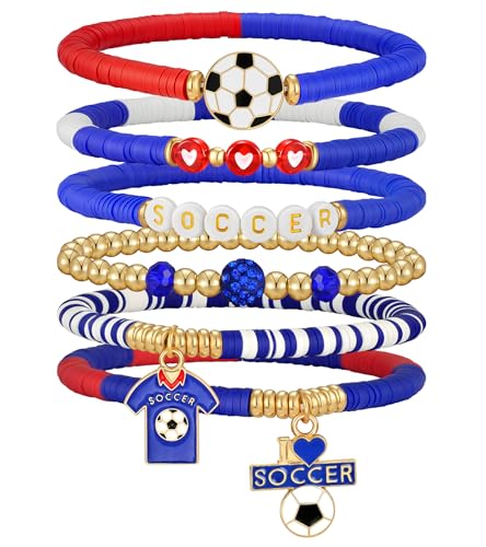 doubgood 2026 World Soccer Cup Soccer Bracelets for Women Men Stackable Soccer Jewelry Game Day Fan Accessories Gifts for USA Soccer Fans