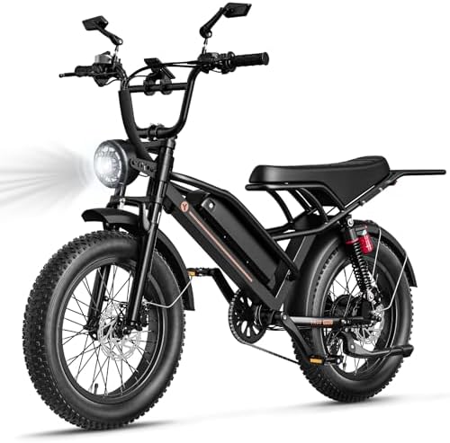 Jasion Electric Bike for Adults&Teens, 3000W Peak Motor, 52V 20Ah Battery, Up to 90 Miles Range, 20"x4.0" Fat Tire Moped Style Off-Road Ebike, Full Suspension, All-Terrain Electric Dirt Bike