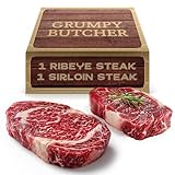 Top 10 Picks for the Best One-Time Meat Delivery Box 5 Grumpy Butcher 2-Steak Sampler Gift Basket for Men – 1 Ribeye Steak (12 oz) & 1 Top Sirloin (6 oz) – Gourmet Steakhouse Gift, Elegantly Packaged