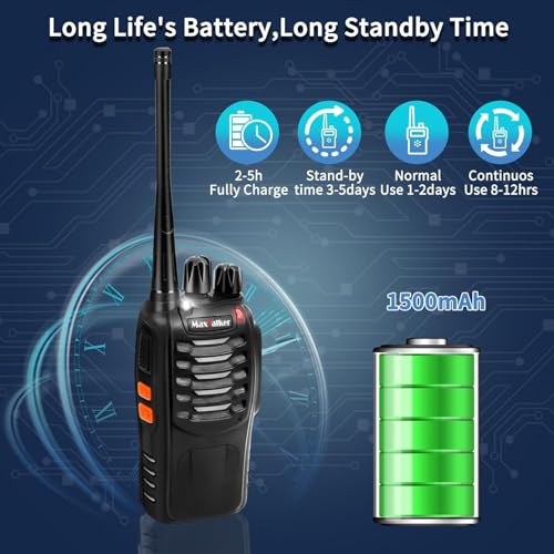 Image of Walkie Talkies Long Range: MaxTalker MT-8S 10 Pack Rechargeable Walkie Talkies for Adults