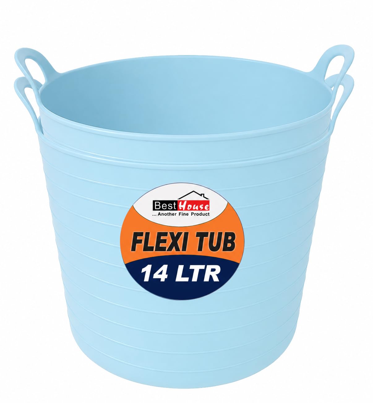 Best House | 2 Pcs of Flexi Tub with Handles | 14 Litres | Duck Egg Blue | Garden Tubs | Plastic Storage Container for Home, Washing, Garden Waste and DIY Projects - (Pack of 2)