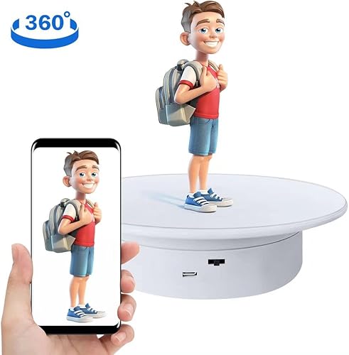 Miniatura 2 de Pantalla giratoria eléctrica de 360 grados, para exhibición de productos pequeños, tocadiscos de fotografía de producto de 7.87 pulgadas de diámetro
