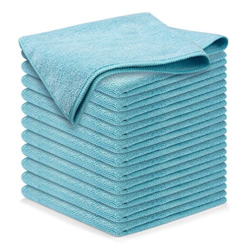 Image of USANOOKS Microfiber Cleaning Cloth - Turq - 12Pcs (12.5x12.5 inch) High Performance - 1200 Washes, Ultra Absorbent Car Towel Traps Grime & Liquid for Streak-Free Mirror Shine - car Washing Cloth