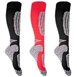 Goldschmidt Trachten Ski Socken mit Polsterung | Skistrümpfe Set 3 Paar Skisocken | Thermo Kniestrümpfe Funktionssocken mit Wolle | atmungsaktiv, warm & schweißaufsaugend (39-42, schwarz schwarz rot)