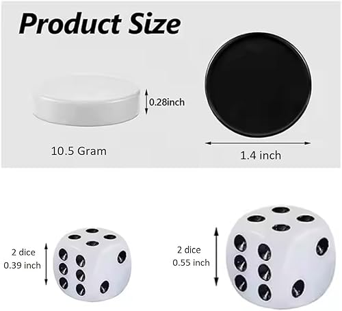 Miniatura 2 de Juego de 30 fichas de repuesto de 1.4 pulgadas para juegos de mesa de backgammon con 4 dados, negro y marfil (1.4 pulgadas)