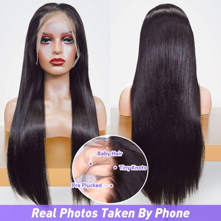 Amazon.com : Flady 20 inch Black Straight Lace Front Wigs  display picture 2