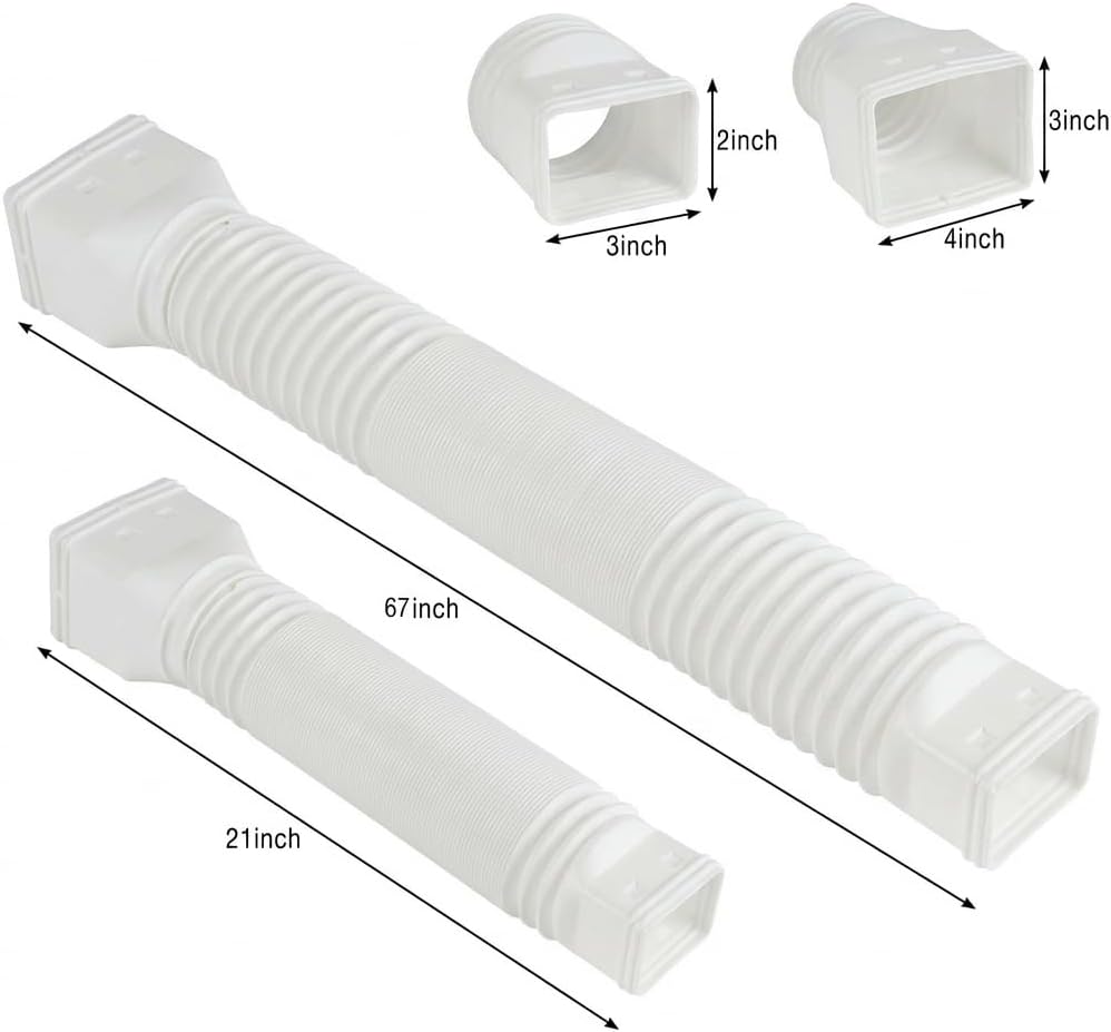 4 Pack Gutter Downspout Extensions for Rainwater Drainage, 4” Diameter Thickened Flexible Downspout Extender Extendable from 21" to 67"(White)
