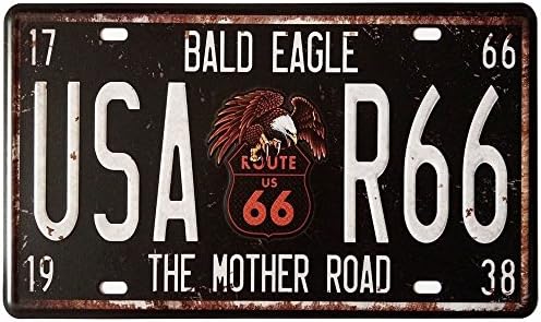 Weißeadler USA-R66 The Mother Road Vintage-Auto-Kennzeichen geprägtes Etikett Größe 15 2 x 30 5 cm