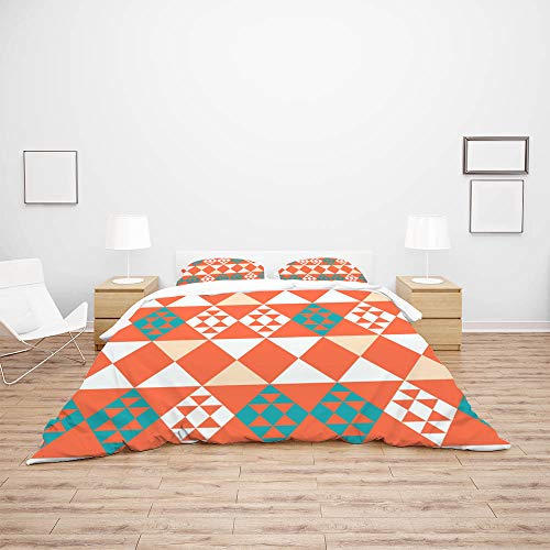 Housse de couette King size rétro abstrait avec 2 taies d'oreiller microfibre