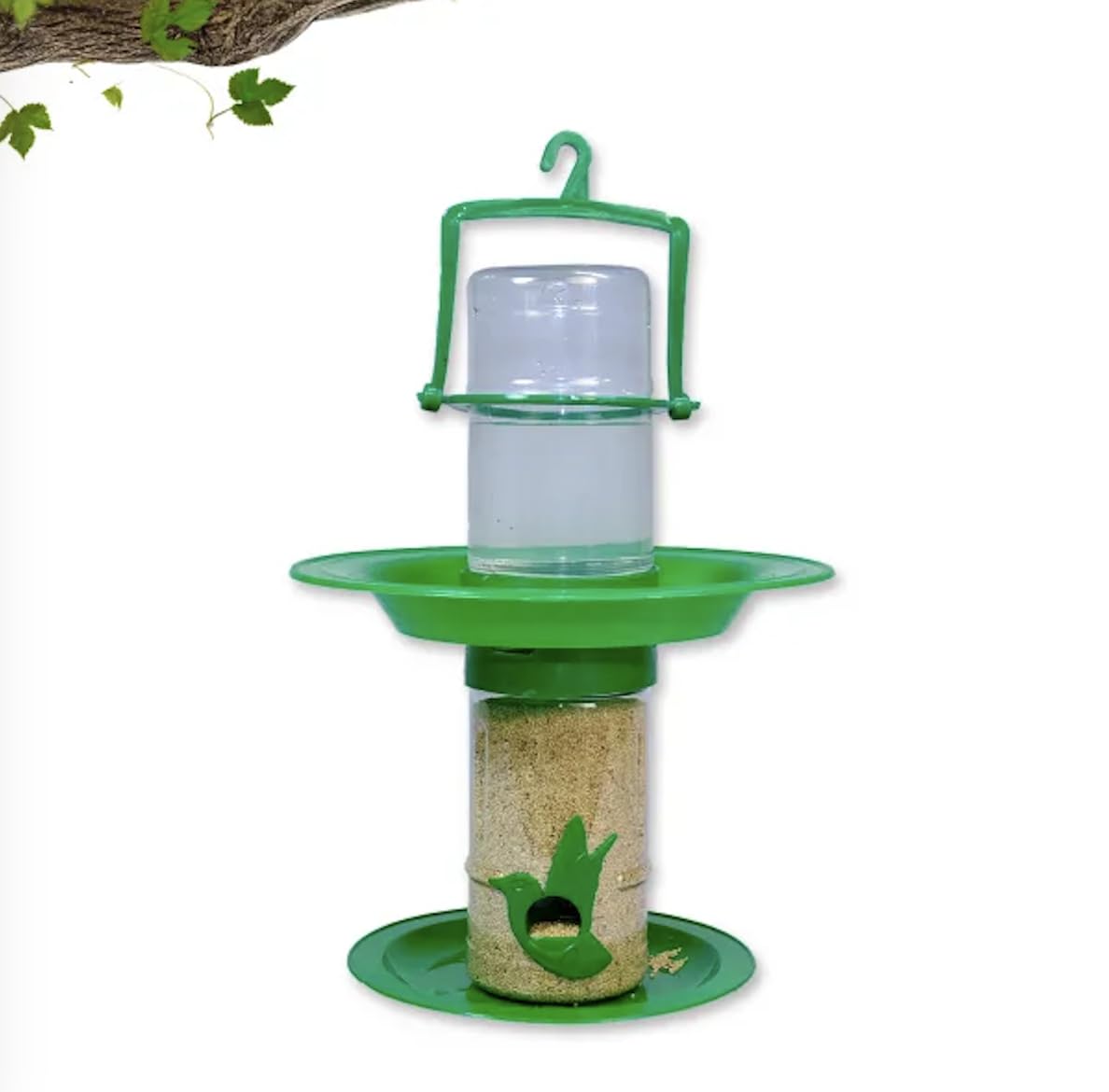 Small Double Decker Bird Feeder - Water & Seed -1