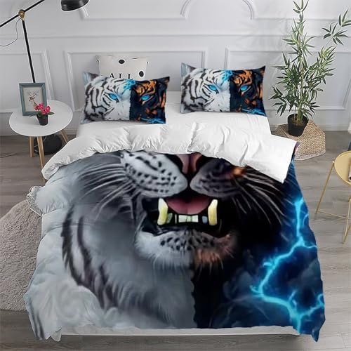 Parure housse de couette tigre double face en microfibre premium - 6