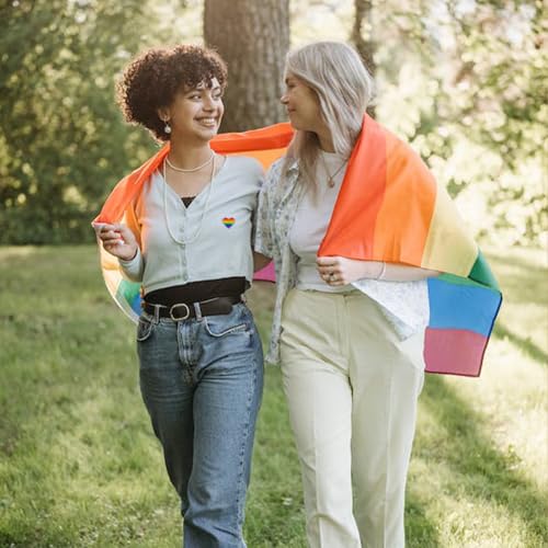 Image of LGBTQ+ Pride Pins - Rainbow Heart Flag Lapel Brooch Pin Badge Progress Pride Bisexual Transgender Nonbinary Lesbian Pansexual LGBTQ Accessories for Jackets Backpacks Hats