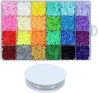 TOAOB 4800pcs 24 Colors Flat Round Polymer Clay Beads Spacer Beads Clay Beads Kit 6mm for Jewelry Making