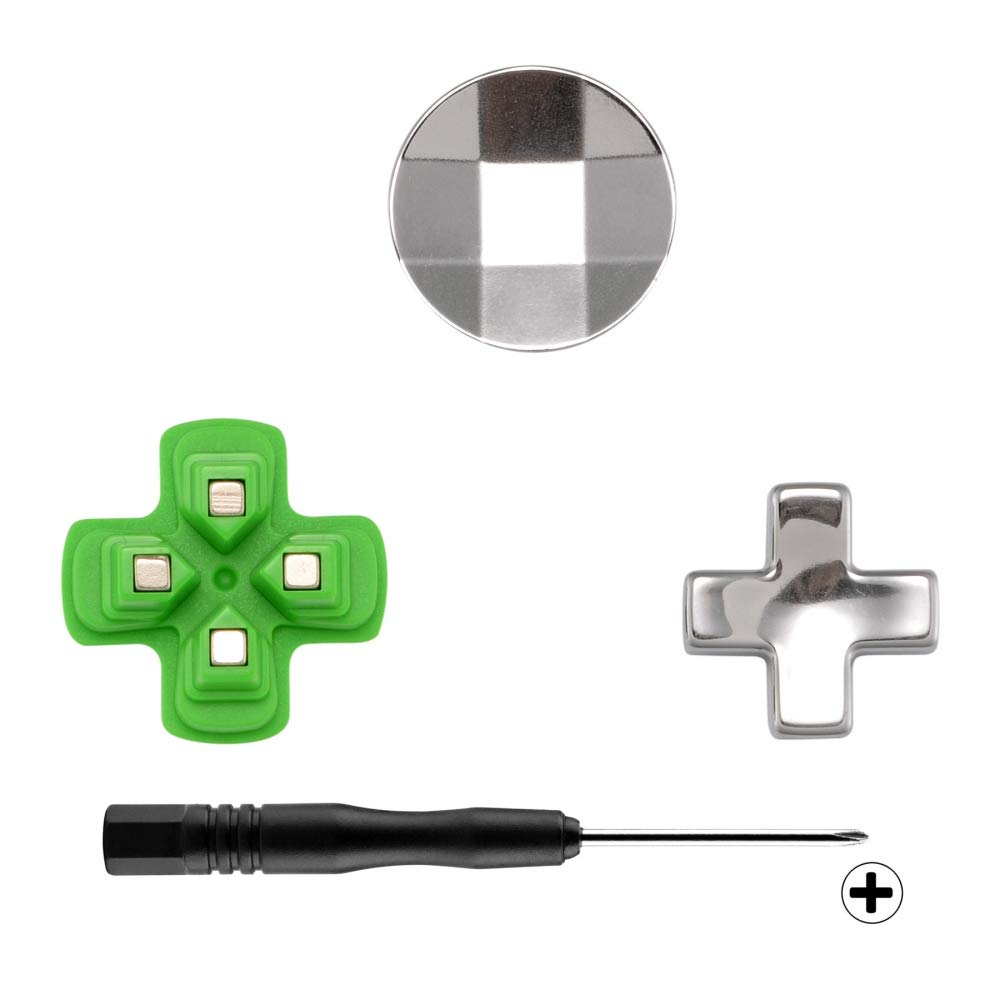 eXtremeRate Pulsanti Ricambio per ps4 Slim Pro Controller D-pad Tasti Croci Direzionali Metallo Magnetico Ricambio per ps4 Joystick(3 in 1)