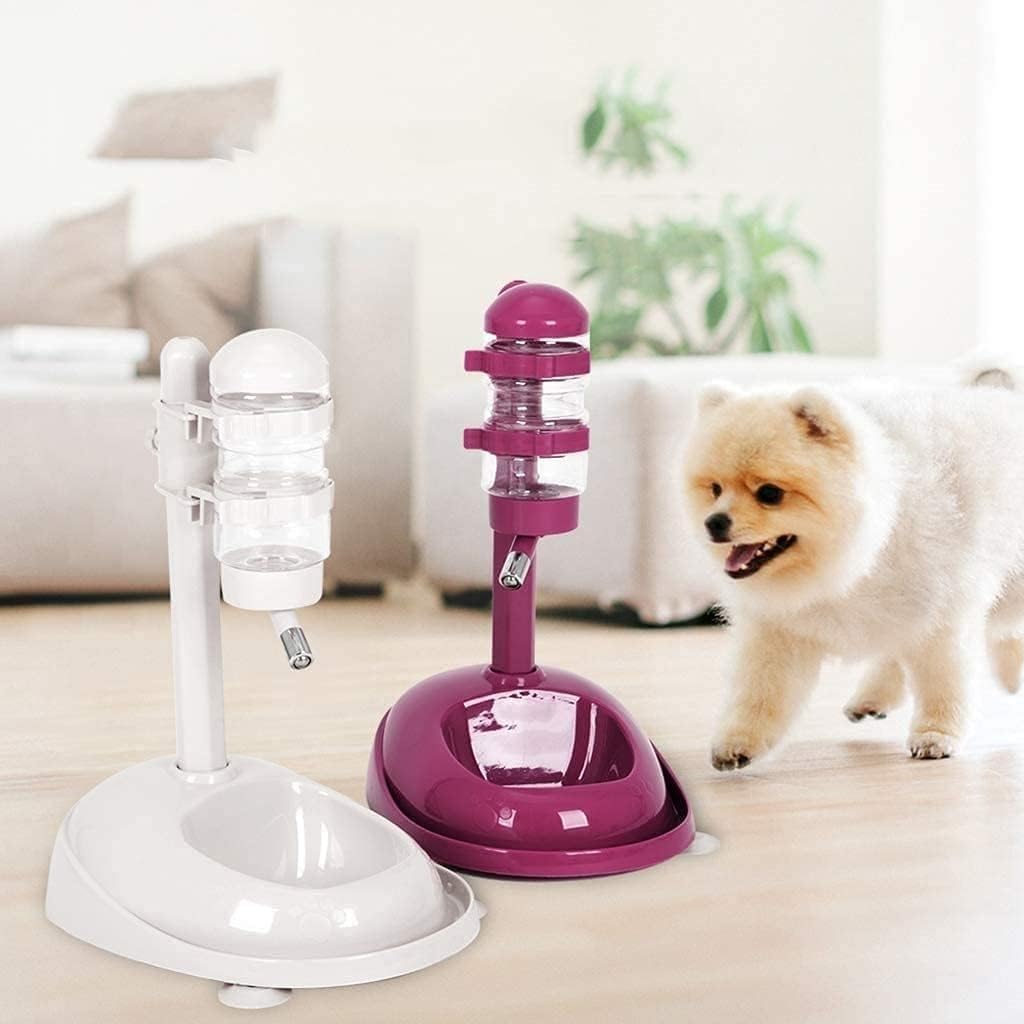 Dispensador de Agua para Mascotas, comedero y Bebedero automático con dispensador automático de Comida y Agua, comedero para Perros y Gatos, Perros o Gatos (Blanco) (Rosa)