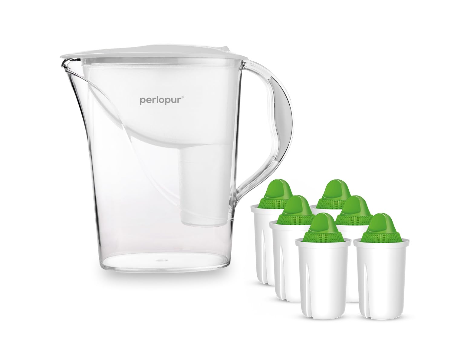PearlCo - Standardowy filtr do wody (biały) z 6 wkładami filtrującymi alkalicznymi Classic (woda) – pasuje do Brita Classic