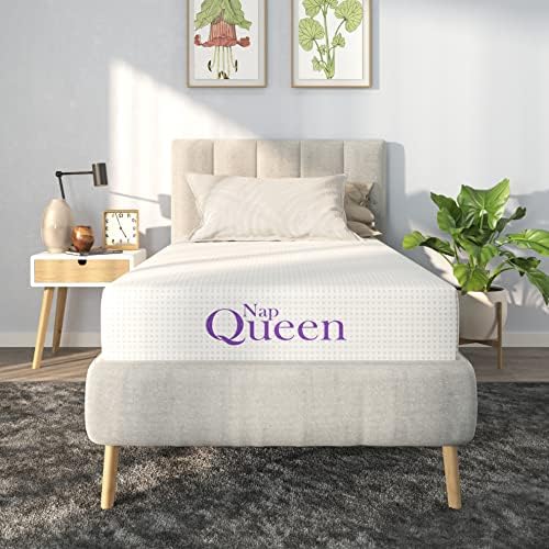 NapQueen 8 Inch Bamboo Charcoal Twin Size Medium Firm Memory Foam Mattress, Bed in a Box