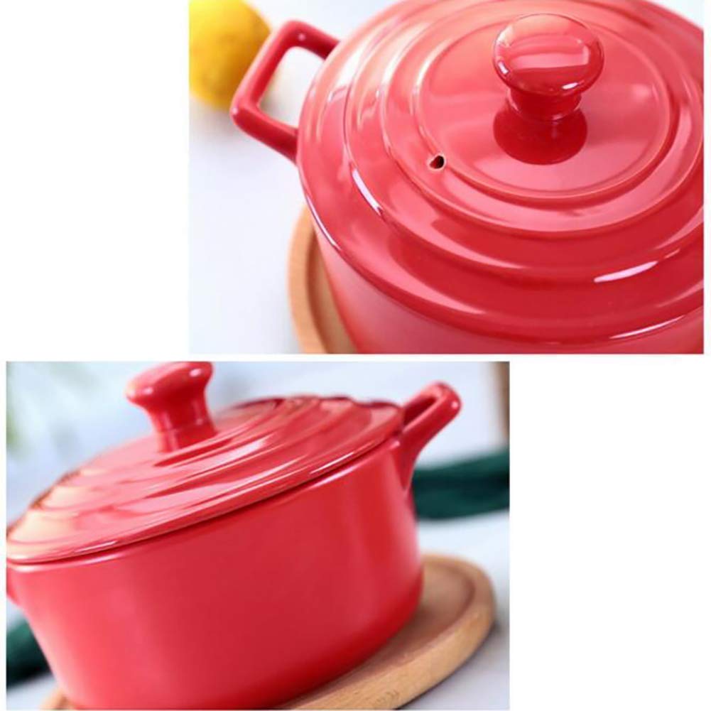 Okrągły ceramiczny garnek żaroodporny, gliniany garnek z pokrywką i uchwytem do powolnego gotowania, gorący 2,32 kwarty (2,32 kwarty)