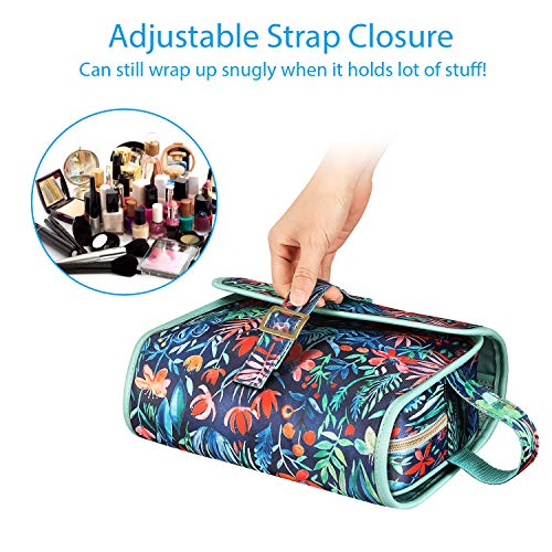 Portable Toiletry Cosmetic Travel Bag, Fintie Large Water Resistant Hanging Makeup Organizer Storage Pouch Case for Women Girls (Jungle Night)