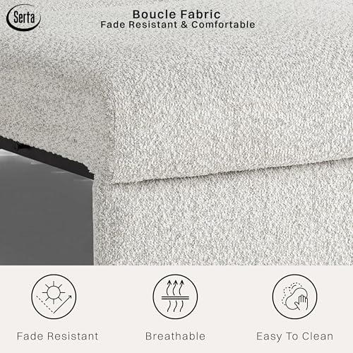 Image of Serta Tahoe 46″ Twin Size Convertible Chair, Modern, Track Arm, Dream Coils, Boucle Fabric