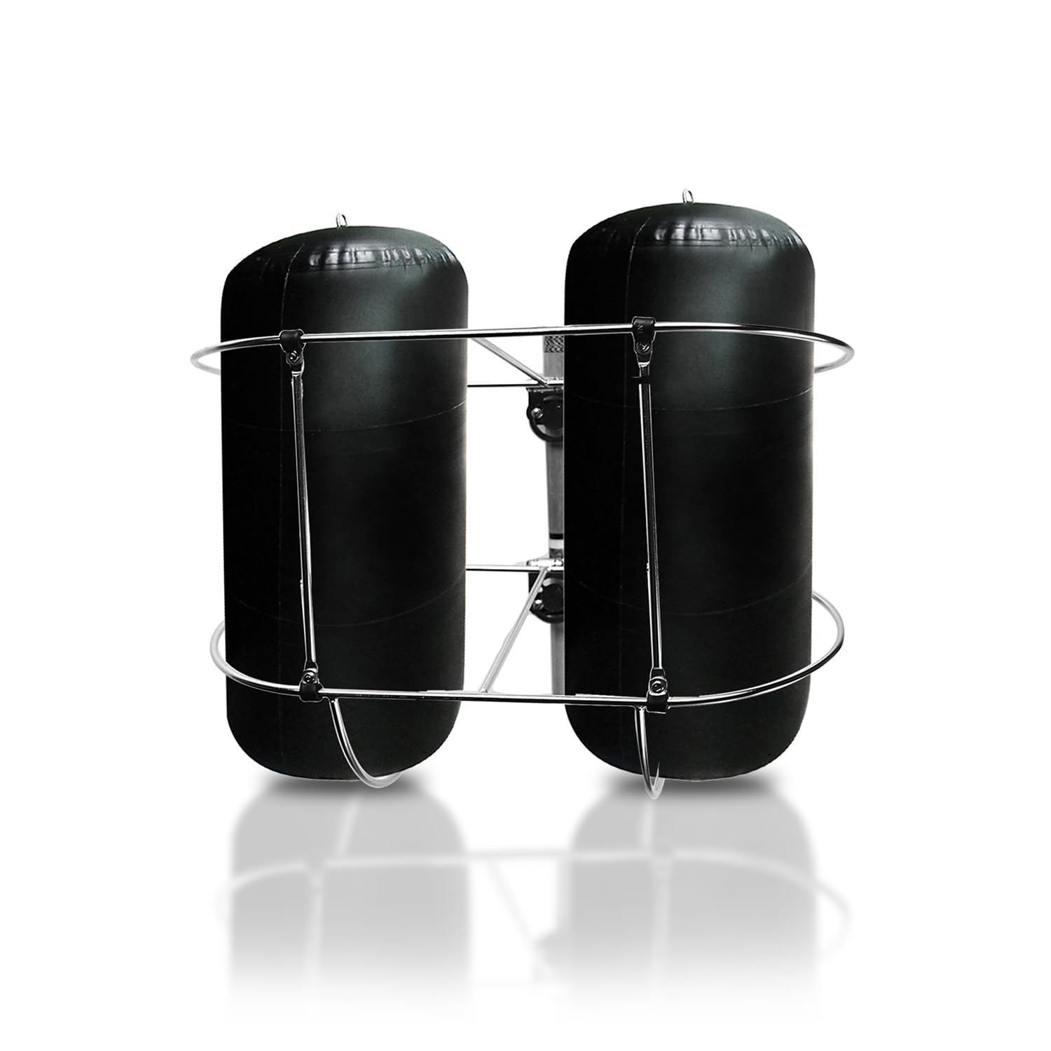 MARINE CITY Stainless-Steel Double Strong and Durable Fender Rack Gloss Finish Easy Use Holder with Stanchion Clamps 9 Inches Diameter Fender for Marines – Boats – Ships – Kayaks (Pack of 1)