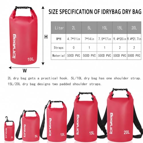 IDRYBAG Clear Dry Bag Waterproof 2L, Small Dry Sack Waterproof Bag for Kayaking miniatura 3