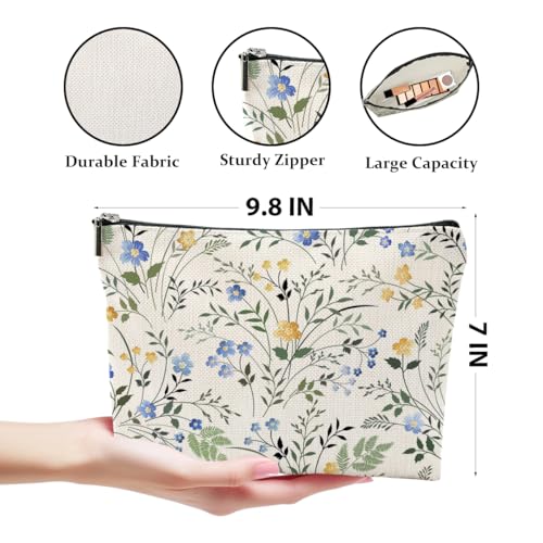 4 Pcs Watercolor Wildflower Makeup Bag, Botanical Cosmetic Bag Plant Lover Friendship Gifts for Women Sister Bestie Mom Friend Thanksgiving Christmas Birthday Gifts Travel Toiletry Bag Accessories2