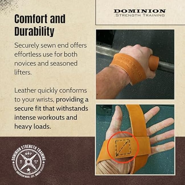 Closed Loop Lifting Straps, Premium Top Grain Vegetable Tanned Leather - Ultimate Grip Assistance for Heavy Pulls and Weightlifting