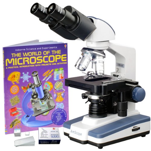 Amscope B120B-Wm-Bs Siedentopf Binocular Compound Microscope, 40X-2000X Magnification, Brightfield, Led Illumination, Abbe Condenser, Double-Layer Mechanical Stage, Includes Book And Blank Slides #TOP6