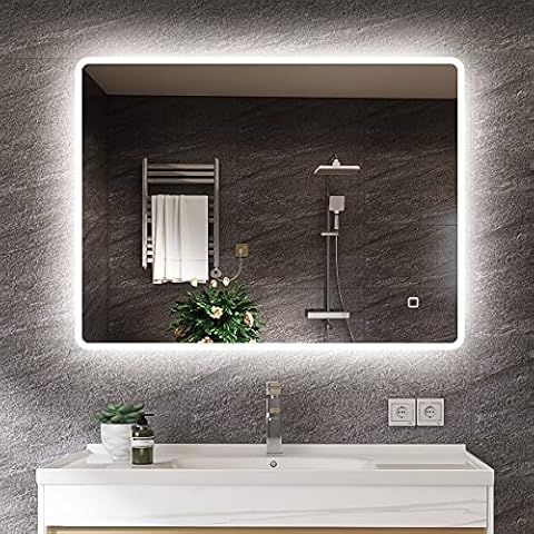 S'bagno 600 x 800 mm LED Illuminated Bathroom Bluetooth Mirror [IP44 Rated] Rectangular Backlit Wall Mounted Mirror with Touch Sensor Switch/Dimming Function/Demister pad… Cover