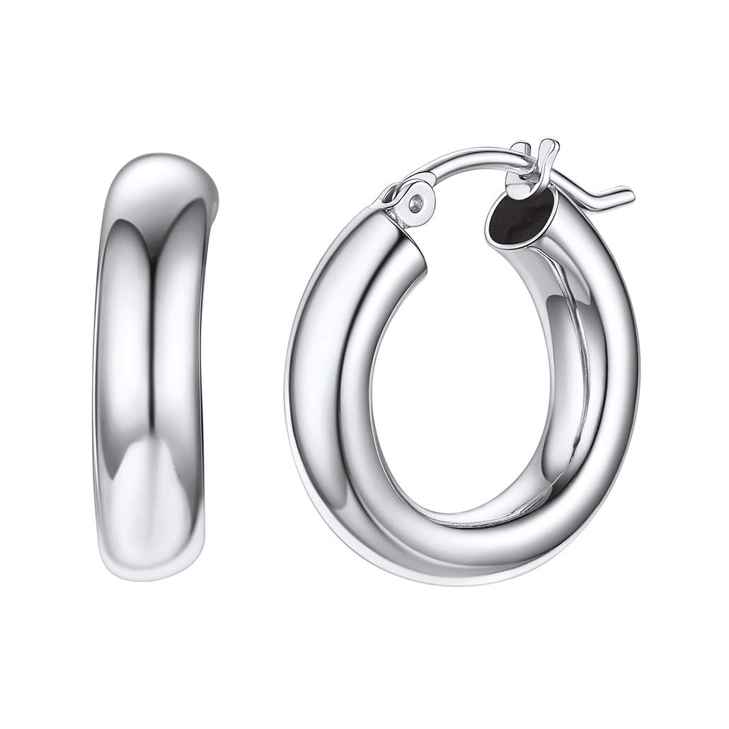 Silvora Aros Gordos Hoop Plata de Primera Ley Mujer Pendientes 20mm 30mm 40mm Medianos Grandes Cartilago Piercing de Oreja Hipoalergénicos, Gratis Caja de Regalo