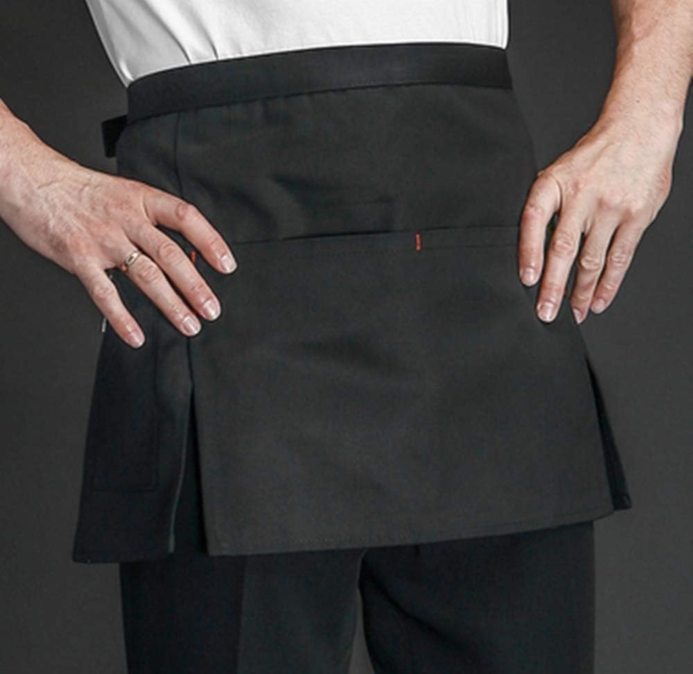 JEQUE 3 Pack Kitchen Restaurant Waist Aprons with 3 Large Pockets for Women Men,Half Short Apron for Server Waiter Waitress,Black