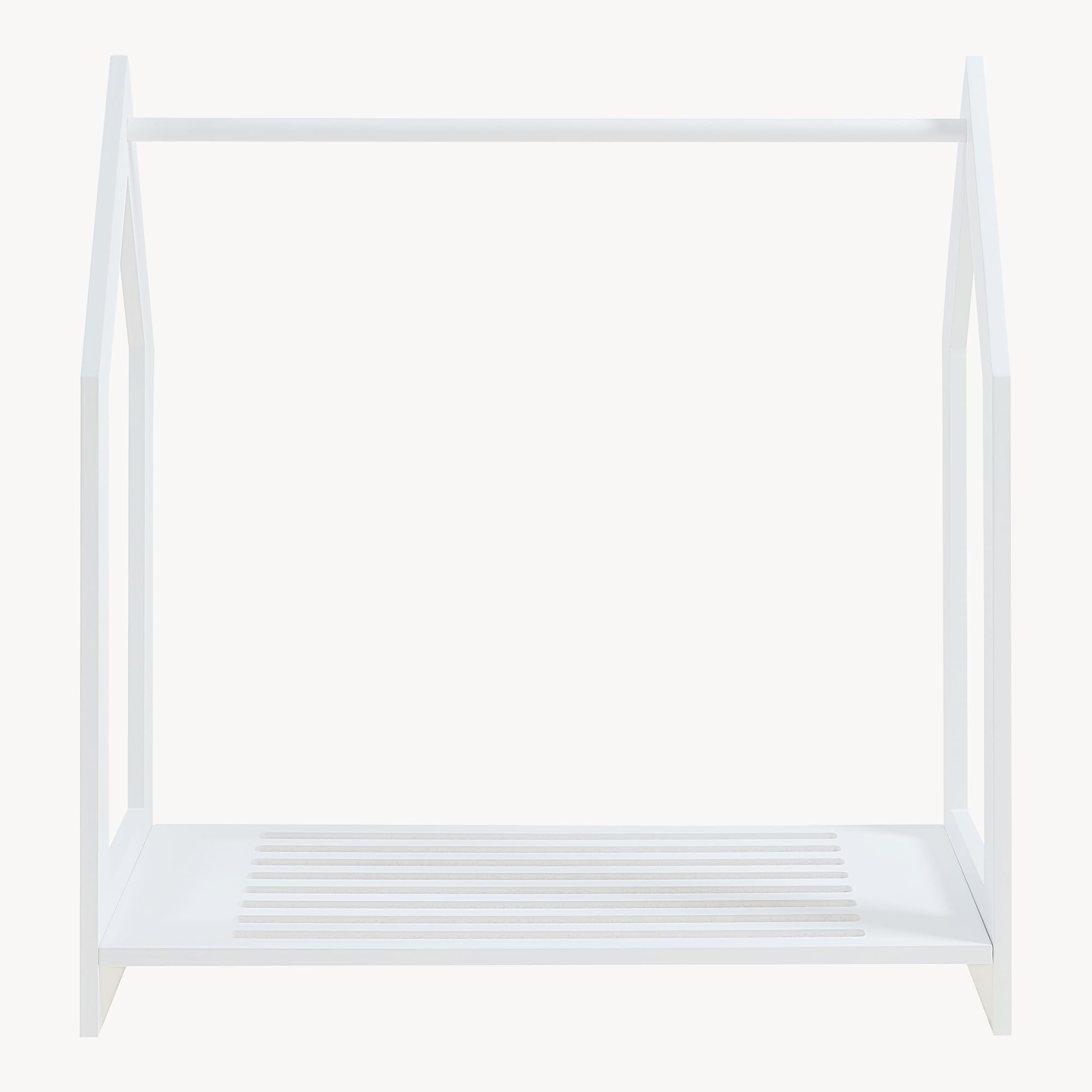 [en.casa] Stand Appendiabiti a Forma di Casetta Organizzatore Guardaroba per Cameretta con Barra e Piano di Appoggio Porta Abiti a Misura di Bimbi 78x75x35 cm Bianco