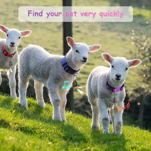 Image of 5 Pack Goat Collars with Bells, Horse Sheep Grazing Copper Bells and Adjustable Nylon Collar Set Pet Anti-Lost Loud Bronze Bell for Small Farm Animal Sheep Cow Accessories
