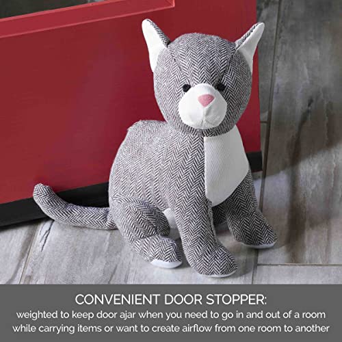 Elements 11X9.5X10.2 Inch Plaid Cat Weighted Fabric Door Stopper #TOP2