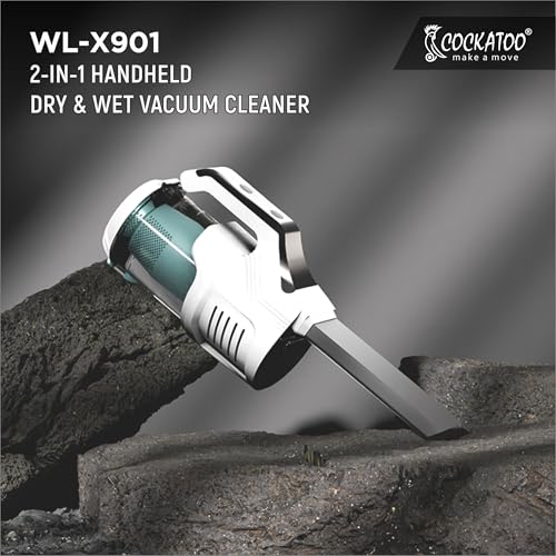 Image of Cockatoo WL-X901 Cordless Vacuum Cleaner - Powerful 11.1V 80W Suction, Dual-Layer Filters, LED Light, Compact Design for Home & Car Cleaning, 8000Pa Suction, 6000mAh Battery (White /Black)