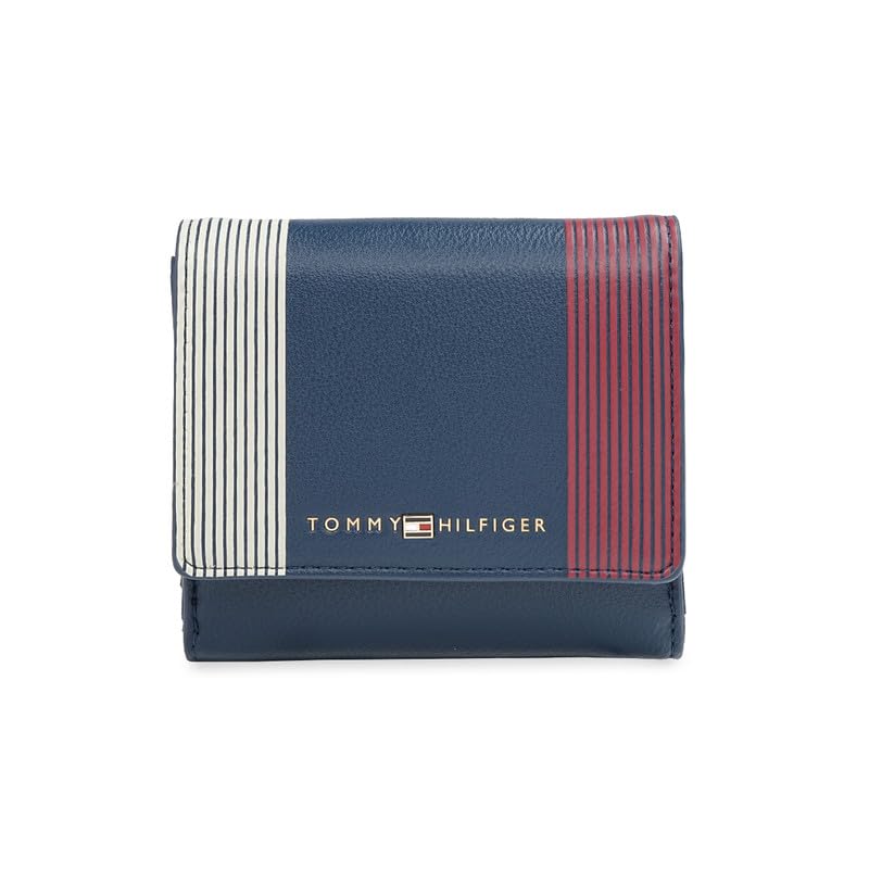Women’s Small Flap Wallet with Detachable Chain Sling Azure – Navy Printed | Compact 2-in-1 Crossbody Purse, Light Gold Hardware | Clutch for Women-image-25