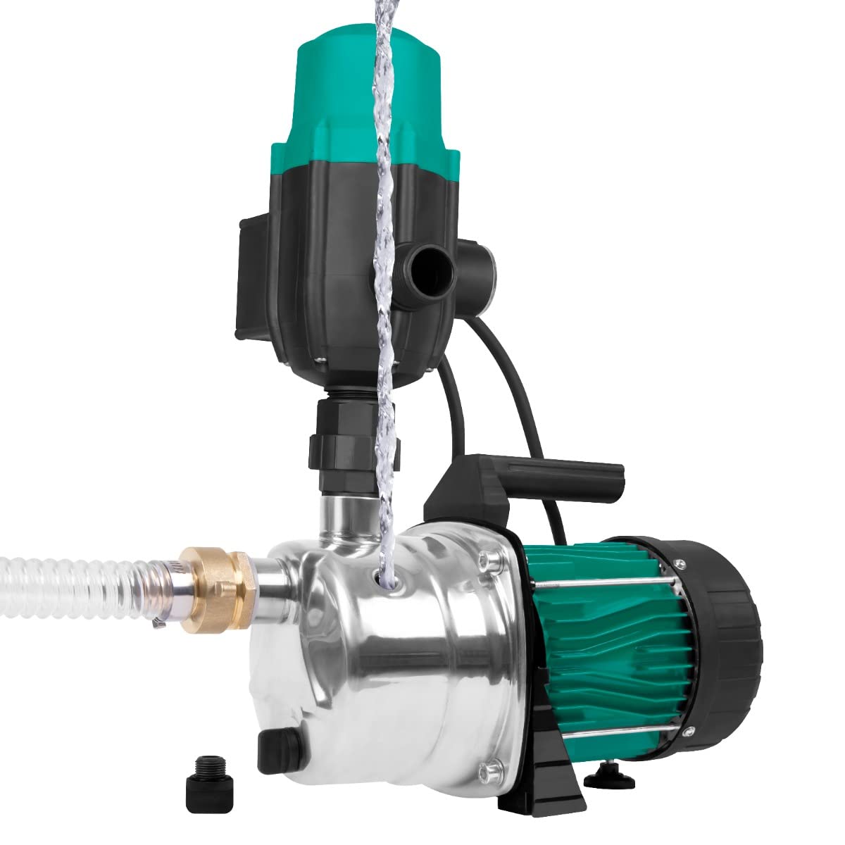 VONROC Bomba Hidrófoba Automática 1000W con Presostato y 3500 l/h | Plástico resistente, presión 4,4 bar, altura 44 m, autocebante, protección en seco, conexiones G1”