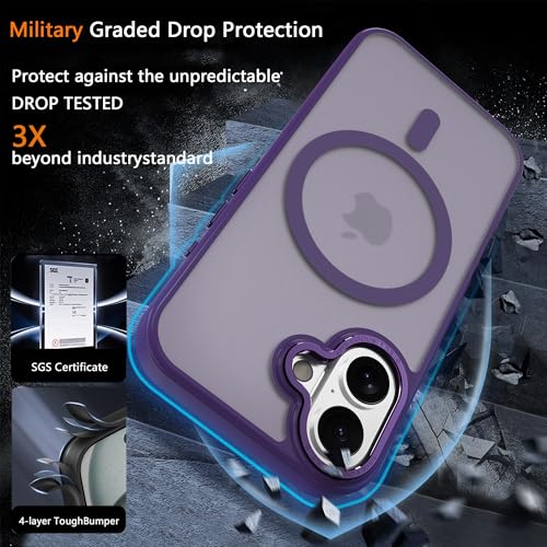 Image of Magnetic for iPhone 17 Phone Case, [Compatible with MagSafe], Screen Protector X1, [Military Grade Drop Protection],Matte Finish,Slim,Shockproof,Protective (Purple, iPhone 17)