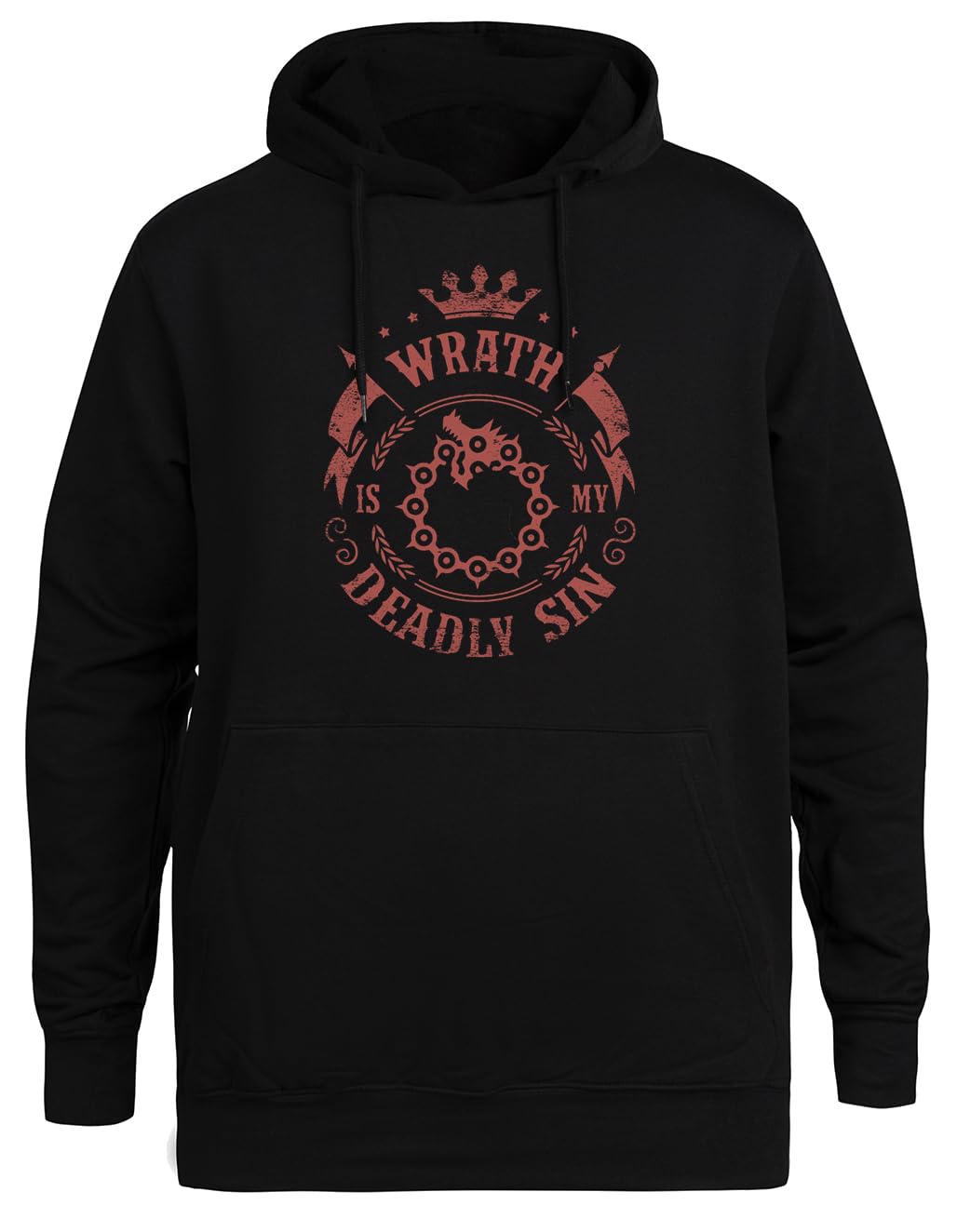 Gniew Jest Moim Śmiertelnym Grzechem Unisex Czarna Bluza Ekologiczna z Kapturem Unisex Black Hoodie Eco-Friendly Hooded Jacket