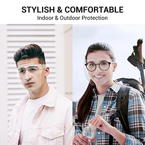 Konikit 4 Pack Face Shield, Clear Full Face Cover Protective Safety Shields, Reusable Anti Fog Plastic Goggles For Glasses Wearers, Gifts For Mens Womens, Transparent #TOP4