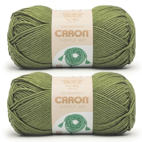 Image of Caron Simply Me, Soft Bulky Yarn for Crocheting, Peridot, 2-Pack | #5 Bulky Yarn, 62% Acrylic, 20% Nylon & 18% Wool, Soft Crochet Yarn for Knitting & Hobby Crafts, 246yds, 200g /7oz per skein